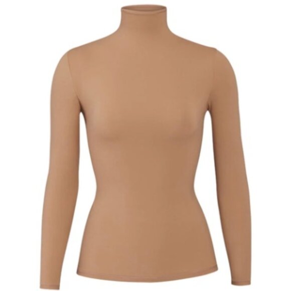 SKIMS Fits Everybody Turtleneck Top Womens 2X Sienna Tan Long Sleeve Stretch NWT - Picture 1 of 9